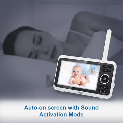 VTech [Upgraded] VM350-2 Baby Monitor, 5" Screen,2 Cameras,1000ft Range, Night Vision, 2-Way Audio, Lullabies, Secure Transmission No WiFi