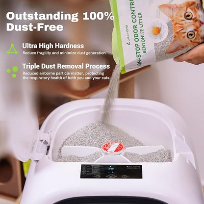 Bentonite Litter Sodium Mineral Cat Litter Clumping, Odor Control Kitty Litter for Self Cleaning Box & Automatic Litter Box, Dust Free, Strong Durability, 10 lb