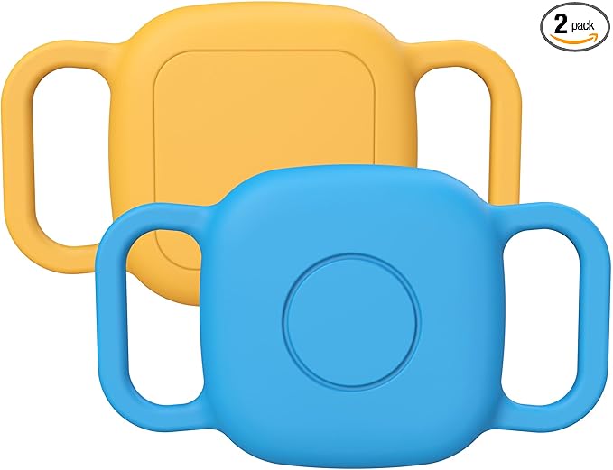 Waterproof Dog Collar Holder for Tile Life360 Mate 2024/2022 Tracker,2 Pack Anti Lost Soft Silicone Case for cat pet Necklace, Protective Cover Accessories for Tile Tracker Finder (Blue/Orange)