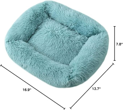 La La Pet® Donut Dog Cat Bed Cozy Cave Pet Bed Burrow Dog Bed Calming Cuddler Self-Warming Pet Bed Soft Plush Pet Cushion Improved Sleep for Cats Small Medium Dogs Blue XS