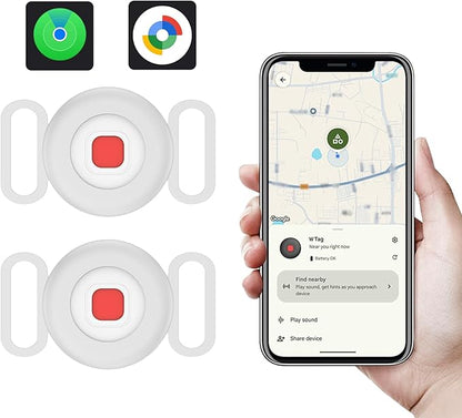 Dog Tracker, Pet Tracker for Dogs, Bluetooth Dog Tracking Tag Works with Apple Find My & Android Find Hub, IP67 Waterproof Anti-Lost Locator (White 1 Pack)