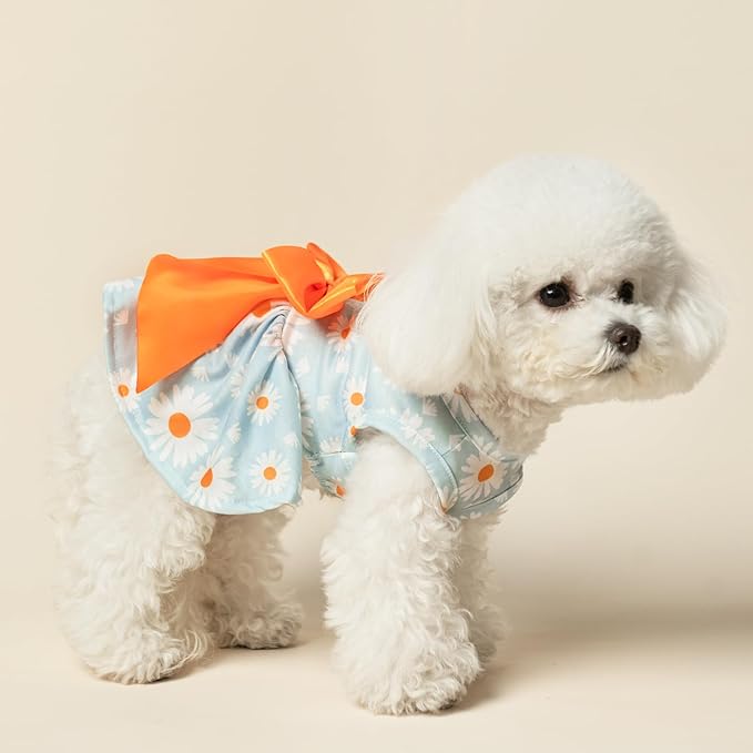 PUPTECK Floral Dog Dress for Spring Outfit Puppy Cute Small Dogs Clothes,Daisy,XS