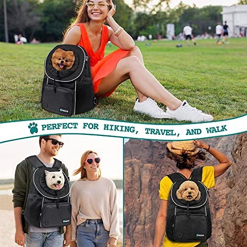 PetAmi Dog Front Carrier Backpack, Adjustable Dog Pet Cat Chest Carrier Backpack, Ventilated Dog Carrier for Hiking Camping Travel, Small Medium Dog Puppy Large Cat Carrying Bag, Max 15 lbs, Black