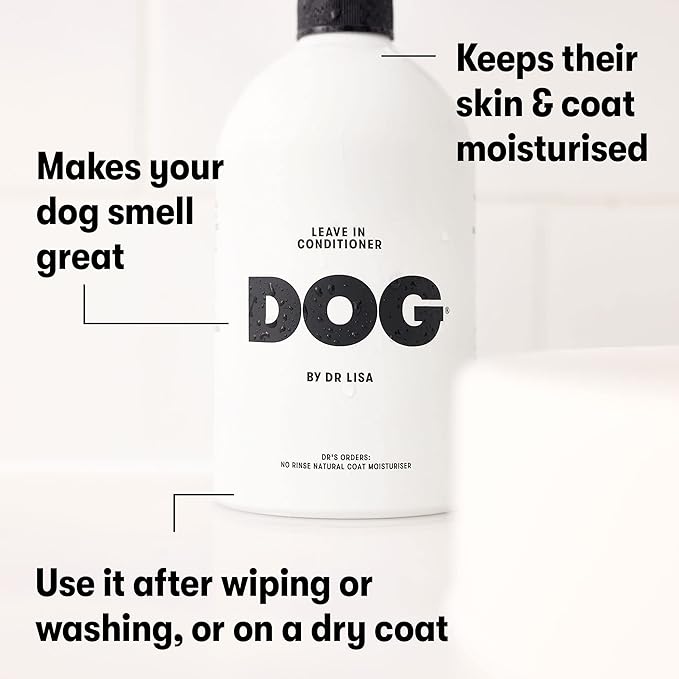 DOG by Dr. Lisa Leave-in Conditioner w/Coconut Oil, Rose Water, Chamomile, Natural, No Rinse, Moisturizing Coat & Skin Conditioning Treatment w/Plant Based Essential Oils, Vegan,16.9 oz Bottle