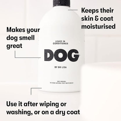DOG by Dr. Lisa Leave-in Conditioner w/Coconut Oil, Rose Water, Chamomile, Natural, No Rinse, Moisturizing Coat & Skin Conditioning Treatment w/Plant Based Essential Oils, Vegan,16.9 oz Bottle