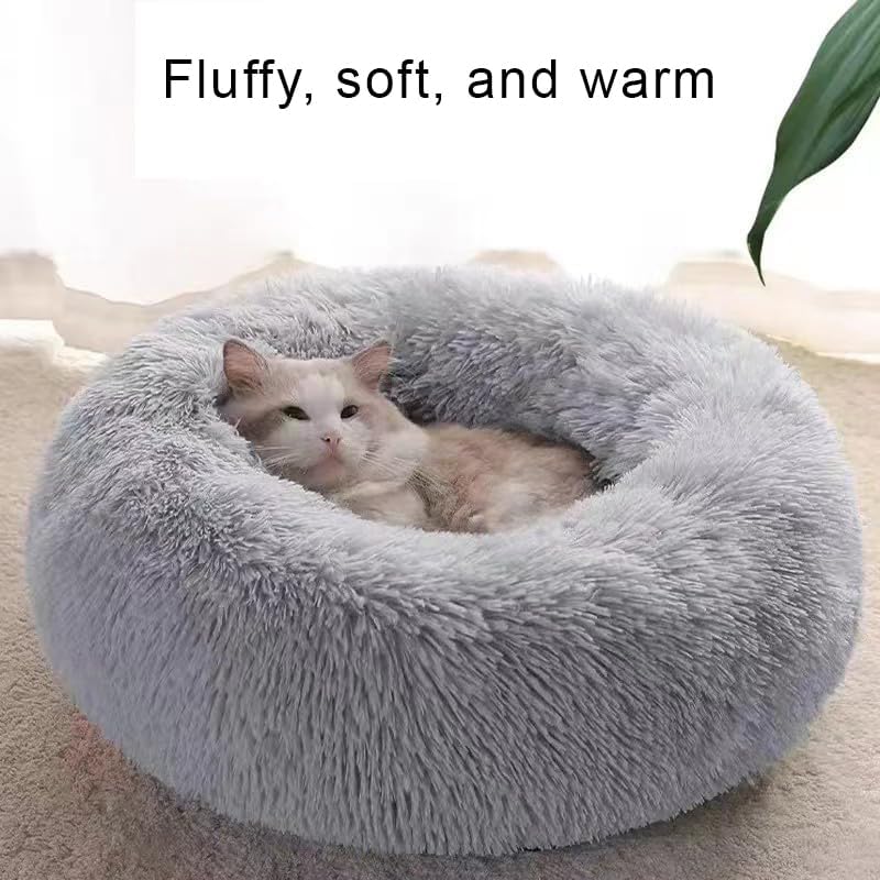 Nisrada Dog Bed for Small Medium Large Dogs, 24 inch Calming Dogs Bed, Washable-Round Cozy Soft Pet Bed for Puppy and Kitten with Slip-Resistant Bottom