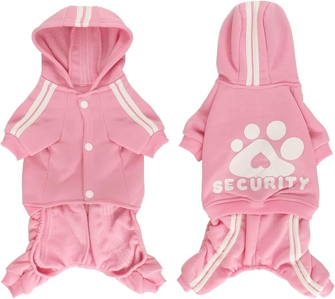 Dog Hoodie Security Clothes 4 Legs Jumpsuit Sweatshirt Soft & Warm Dog Outfit Pullover Dog Winter Clothes Sweater for Small Medium Large Dogs Cats (Pink, Medium)