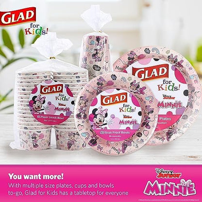 Glad for Kids Disney Minnie Mouse Paper Bowls, Pink, 12 Oz, 40 Count