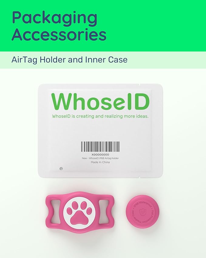 IP68 Waterproof Dog AirTag Holder for Dog Collar, Soft, Stretchy Silicone | Full-Body Protection, Easy Tool-Free Installation, Quiet, No-Dangle Fit, Lightweight, Fits Dog & Cat Collars of All Widths