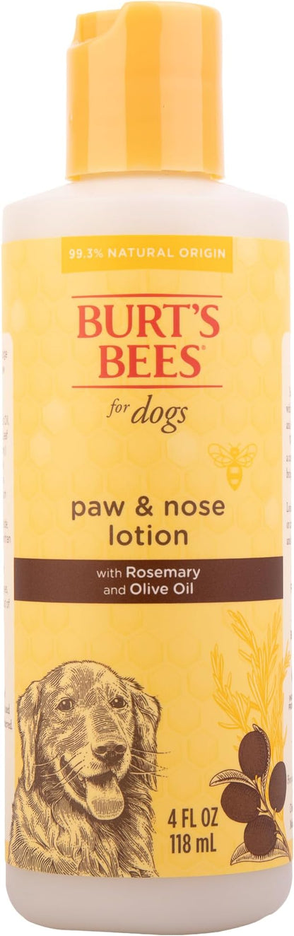 BURT'S BEES FOR PETS Dog Paw and Nose Lotion with Rosemary and Olive Oil, Moisturizing Paw Balm for Dry Cracked Pads and Dog Nose Butter Moisturizer, Paw Lotion for Dogs Skin Care, 4 Fl Oz