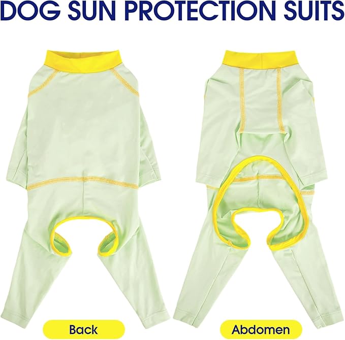 FUAMEY UPF 50+ Dog Sun Protection Full-Body Shirt for Large Dogs, Puppy Cooling Jumpsuit with Quick-Dry Stretchable Fabric, Outdoor Pet Dirt-Resistant Shedding Control Onesie for Summer, Green, L