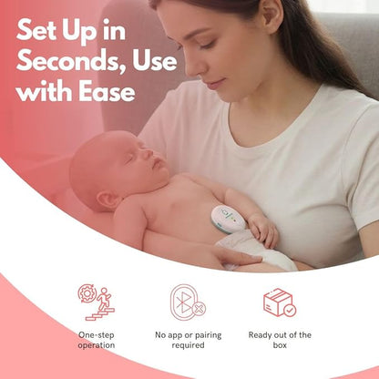 BabySmile E-202 Baby Movement & Sleep Monitor | Motion Sensor with Safety Alerts, Arousal Vibration & Portable Clip-On Design | Smart Baby Sleep Support (White)