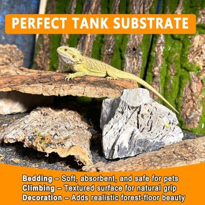 BNOSDM Reptiles Cork Bark Substrate,1.4lb Bearded Dragon Champagne Cork Bark Flats Hide Climbing,Reptiles Wood Bedding Terrarium Decor Tank Accessories for Lizards Snake Gecko Tarantula Isopods（M）