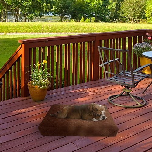 Waterproof Dog Bed - 2-Layer Memory Foam Pet Pad with Removable Machine Washable Cover - 30x21 Crate Mat for Dogs or Puppies by PETMAKER (Brown)