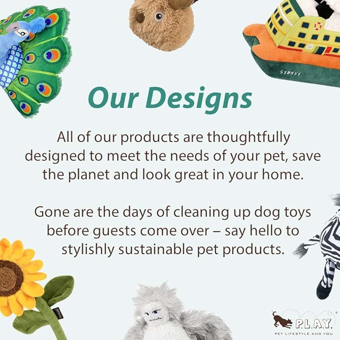 P.L.A.Y. PET LIFESTYLE AND YOU P.L.A.Y. Cute Plush Dog Toys - Tropical Paradise Summer Themed 4-in-1 Squeaker Chew Toy, Great for Puppies Dogs, Machine Washable (Paws Up Pineapple)