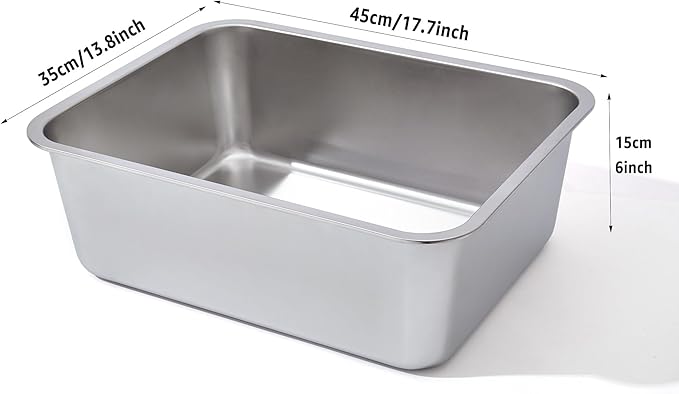 Stainless Steel Litter Box, High Sided Large Metal Cat Litter Boxes Easy Clean, Non Stick and No Smell, Suitable for Adult Cat