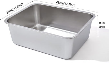 Stainless Steel Litter Box, High Sided Large Metal Cat Litter Boxes Easy Clean, Non Stick and No Smell, Suitable for Adult Cat