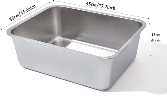 Stainless Steel Litter Box, High Sided Large Metal Cat Litter Boxes Easy Clean, Non Stick and No Smell, Suitable for Adult Cat