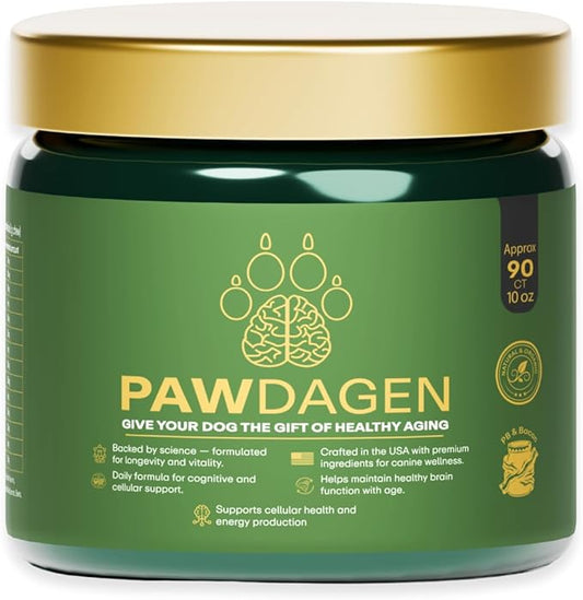 Dog Longevity Supplement - NMN, NAD+, CoQ10 All Breeds & Ages-Active & Senior Dog Vitamins - 14 Ingredients for Brain Health, Energy & Cellular Vitality - Made in USA - 90 Chews