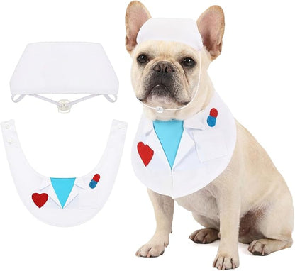 Hillban Dog Doctor Costume Pet Doctor Nurse Cosplay Costume for Large Dogs Cats Puppy Funny Pet Costumes Cosplay Party Vet Clothing Nurse Outfit Cat Apparel Cute Uniform (M)
