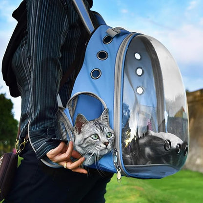 Pet Carrier Backpack Expandable for Cats and Small Dogs, Breathable Anti-Collapse Design, Airline Approved Travel Backpack for Hiking and Outdoor Use (Back Expandable-Blue)