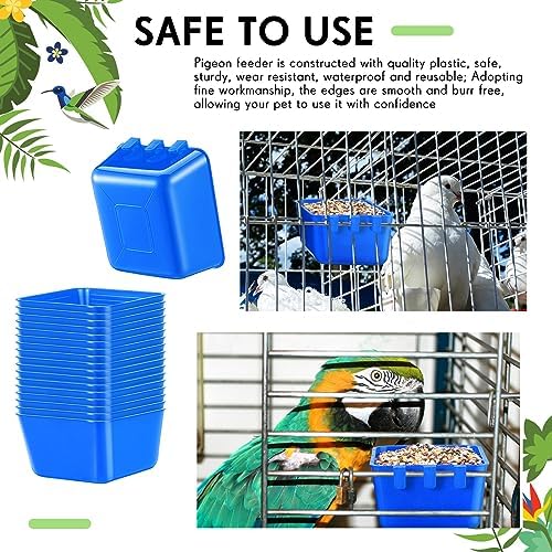 Maxdot 20 Pcs Chicken Water Feeder Cups 16 oz Pigeon Feeder Cup, Blue