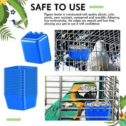 Maxdot 20 Pcs Chicken Water Feeder Cups 16 oz Pigeon Feeder Cup, Blue