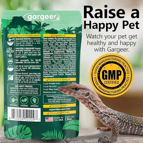 Gargeer 3oz Monitor Lizard Food. Juveniles & Adults Gel Diet. Made in USA