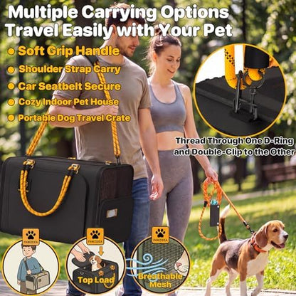 PAWZIDEA Expandable Large Pet Carrier, Soft-Sided 2–4 Cats Carrier Up 55lbs
