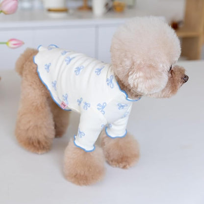 Small Dog Clothes Extra Small Dogs Spring Summer Dress Cute Soft and Breathable Outfits for Female Chihuahua Shih Tzu Yorkshire Puppy Cats (Blue, Medium)
