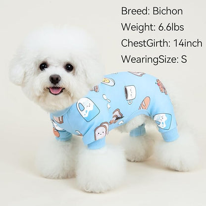 XPUDAC 4 Pack Small Dog Pajamas, Soft Comfy Dog Onesie Pjs, Cute Puppy Clothes Lightweight Pet Outfit Stretchy Pet Clothes for Boy Girl, 2XL