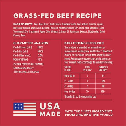 Instinct RawBoost Mixers, Freeze Dried Dog Food Topper, Grain-Free Recipe - All Natural Beef, 6 oz. Bag