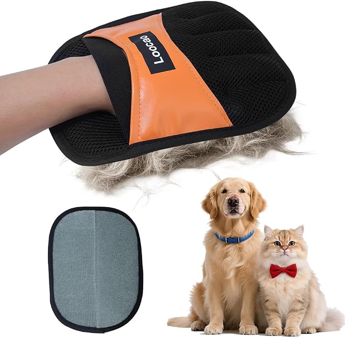 Pet Hair Removal Gloves Cat & Dog, Electrostatic Reusable Remover Tool | Upgraded Washable 5-Finger pet Hair Remover Works for Laundry, Couch, Carpet & car seat, Easily removes Dog and cat Fur,2 Pack