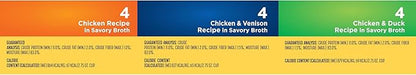 Nature's Recipe Grain Free ChickenRecipe, Chicken & VenisonRecipe and Chicken & Duck Recipe in Savory Broth Variety Pack Wet Dog Food, 2.75 oz. Cups,(Pack of 48)