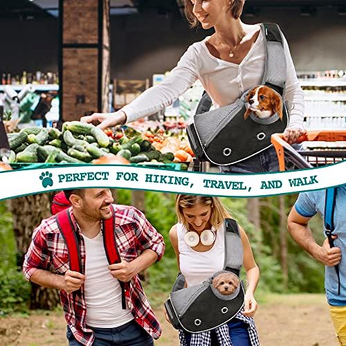 PetAmi Small Dog Sling Carrier, Puppy Cat Hands-Free Purse, 5 lb, Black