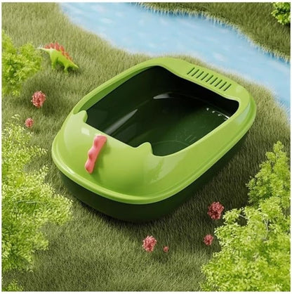 Litter Box, Durable Open Cat Litter Box with Scoop,Anti Splash Pet Tray Cat Litter Box(Green)