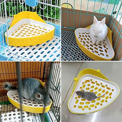 kathson Triangle Potty Trainer Corner Bunny Toilet Guinea Pig Litter Bedding Plastic Box Pet Pan for Rabbit Chinchilla Hamster Ferret Small Animal (Yellow)