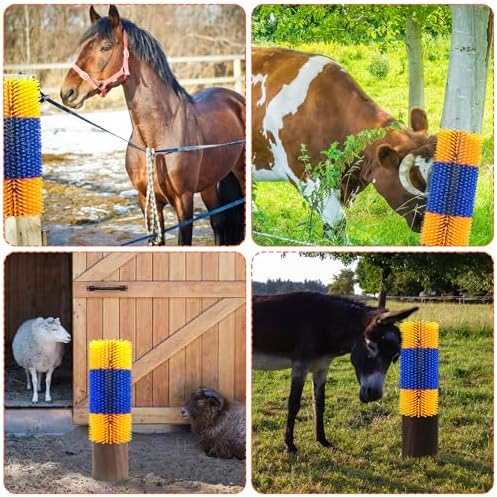 4PCS Livestock Scratch Brushes, Horse Scratcher Full Massage Brush Kit for Relieving Itching, Yellow