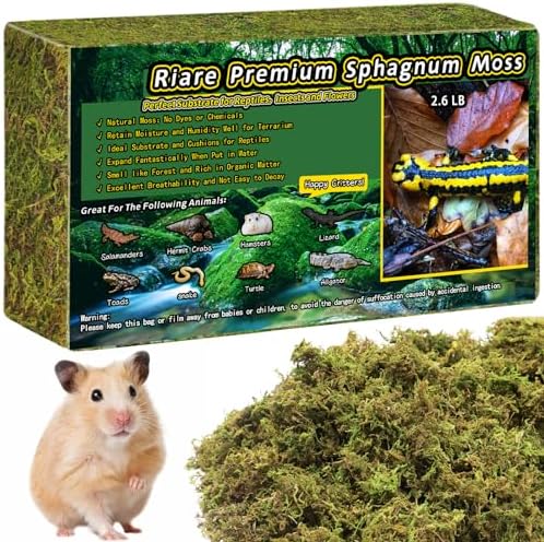 Riare 2.6lb Natural Sphagnum Moss for Reptiles, Terrarium Substrate Bedding