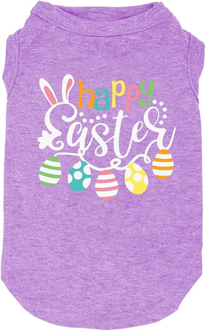 Happy Easter Shirts for Dog Funny Print Vest for Small Medium Large Dogs Soft and Light-Weight T Shirts Gift for Puppy (XX-Large, Purple)