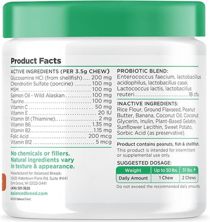 Balanced Breed All-in-1 Dog Vitamins Supplements Made in USA Vet-Pharmacist Approved Dog Multivitamin Probiotics Glucosamine Chondroitin Dogs Salmon Oil Skin Coat Immune Senior Dogs Supplement NonGMO