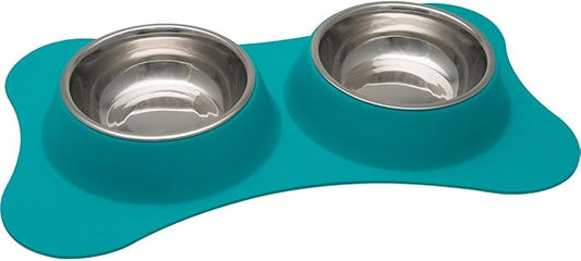 Loving Pets Bone Shaped Flex Diner for Dogs, Robins Egg Small