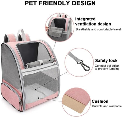Ventilated Cats Dogs Rabbits Carrier Backpack for Small Pets and Puppies – Perfect for Outdoor Adventures and Vet Visits, Ultimate Comfort On-The-Go (Black)