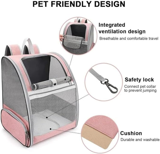 Ventilated Cats Dogs Rabbits Carrier Backpack for Small Pets and Puppies – Perfect for Outdoor Adventures and Vet Visits, Ultimate Comfort On-The-Go (Grey)