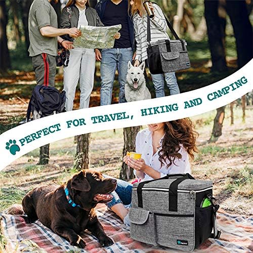 PetAmi Dog Travel Bag Organizer, Pet Supplies Tote Diaper Bag, Gray Large