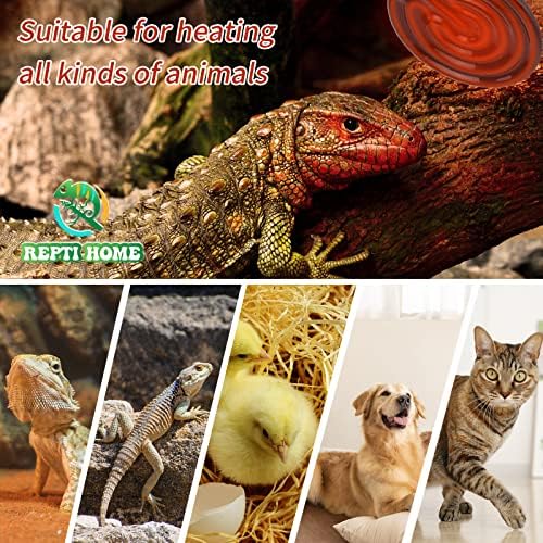 50W Ceramic Heat Emitter (2 Pack), Reptile Heat Lamp Bulbs, Ceramic Heater for Amphibian, Pet Brooder Coop, Chicken, Dog, Cat