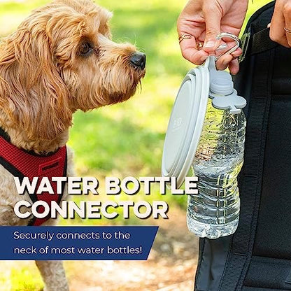 Bonza Collapsible Dog Bowl - Portable Travel Water Bowl for Dogs - Dishwasher Safe Silicone Pet Dish - Collapsible Pet Dish with Carabiner Clip - 50 Oz, X-Large, Navy Blue