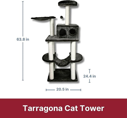 TRIXIE Tarragona 63.8" Cat Tower, 5-Level Cat Tree, Sisal Scratching Posts, Cat Condo, Two Hammocks, Platforms, Cat Toy
