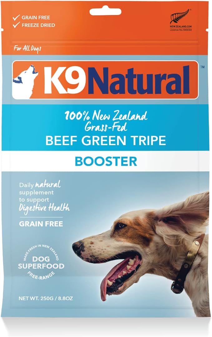 K9 Natural Freeze Dried Dog Food Topper, Organ Meat Blend for Digestive Support, Human-Grade Puppy and Dog Meal Booster, Beef Green Tripe, 8.8oz