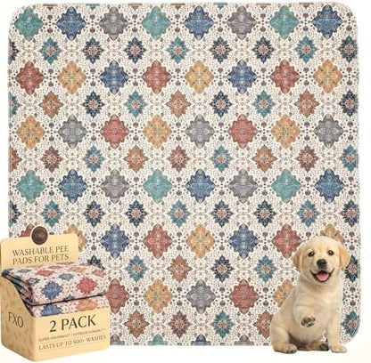 Washable Pee Pads for Dogs,Great Urine Absorbent Reusable Puppy Training Pads,Waterproof,Leak-Proof & Non-Slip Potty Pads for Whelping,Crate,Playpen,Bed.(Colorful Day,36"x36")